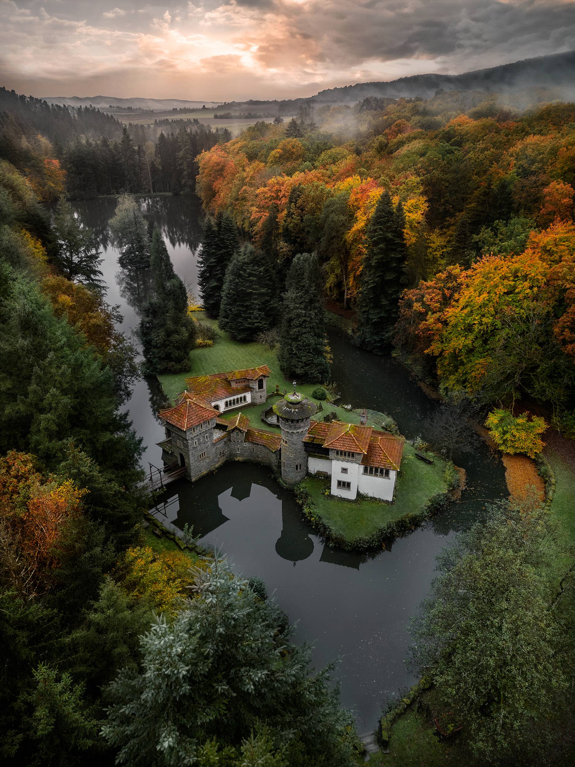 Photo aérienne du château de Turelbaach